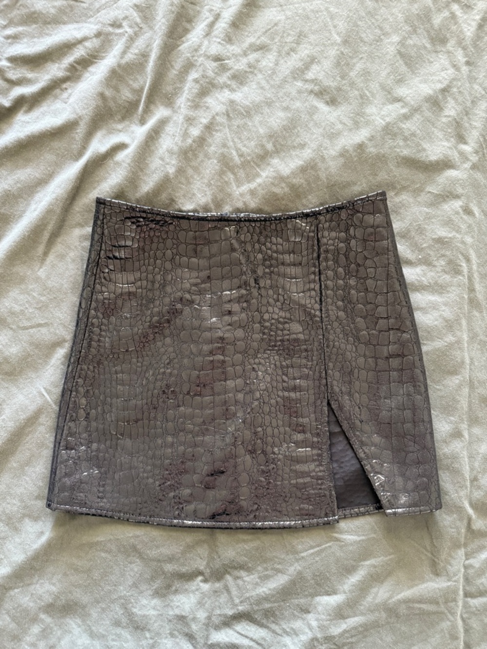 Motel Rocks Croc-Embossed Black Mini Skirt